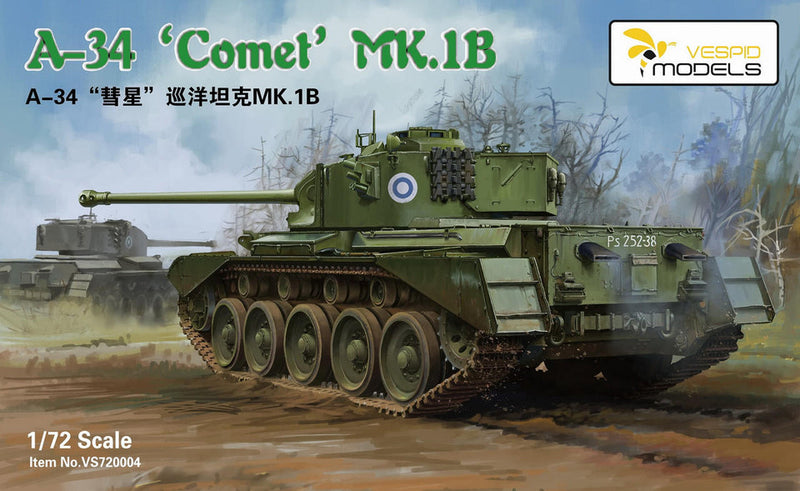 1/72 A34 “COMET” Mk.IB  Metal barrel+Metal tow cable， Resin Comet tank gun mantlet canvas cover