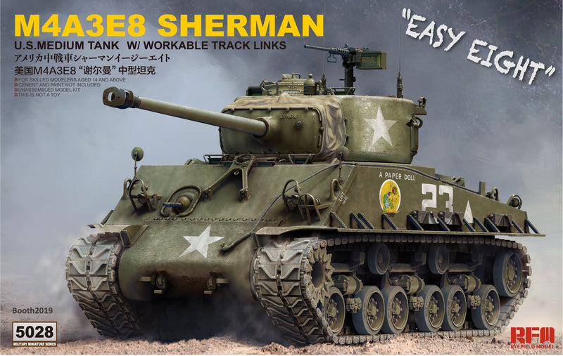 Tanque Sherman M4A3E8 con orugas de eslabones independienes