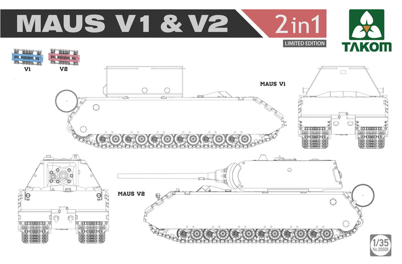 Tanque Maus V1 & V2, 2 en1