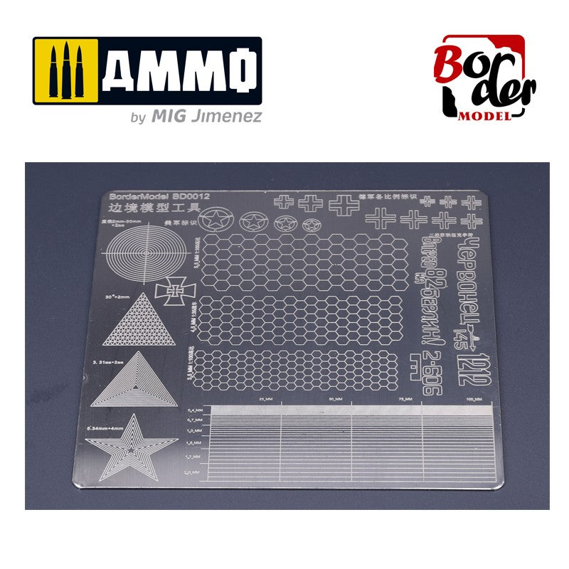 Placa multiuso c/ líneas de geometría y máscara de corte